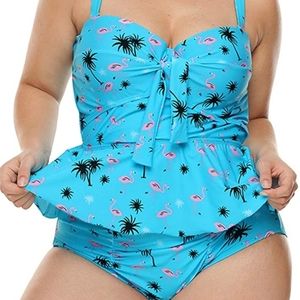 Fun Flamingo Tankini 3x Plus Womens